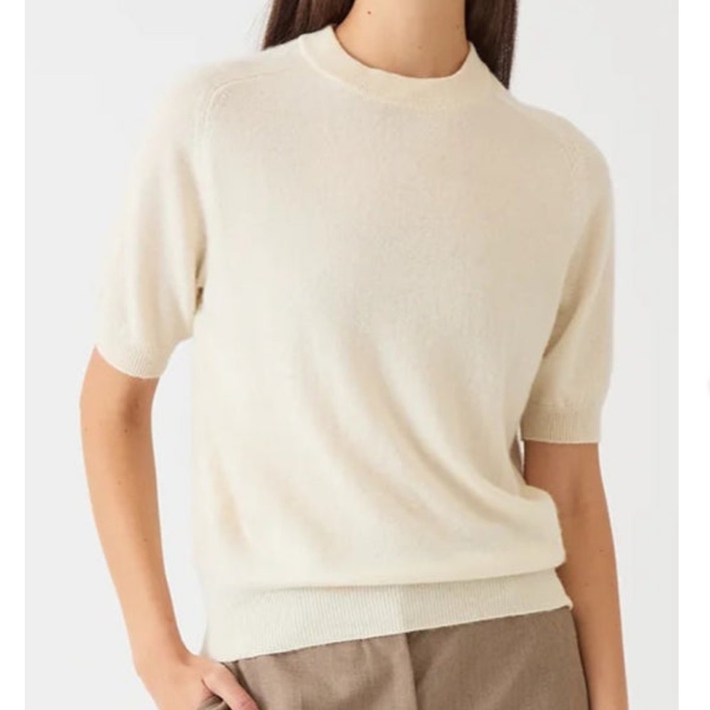 DEMYLEE IRELIA SHORT SLEEVE 100% WOOL TOP IVORY